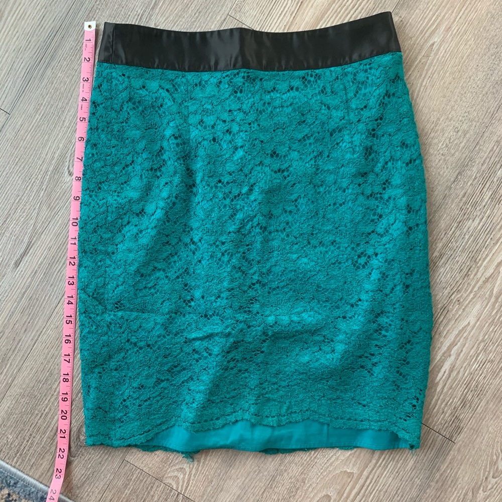 Jade Green Lace Pencil Skirt